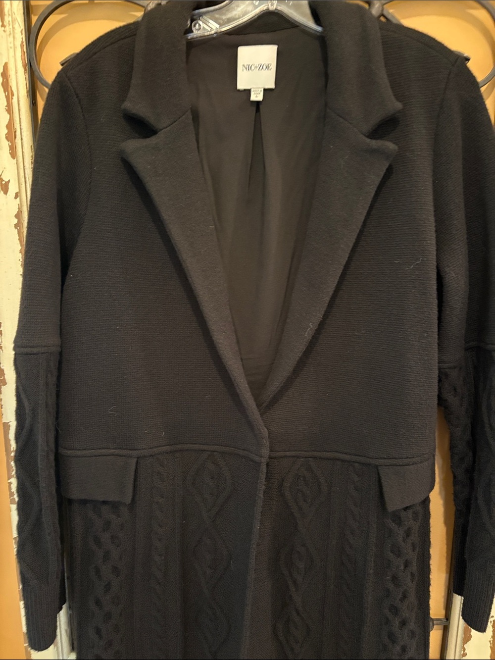 NIC+ZOE Black Knit Blazer-Style Long Jacket